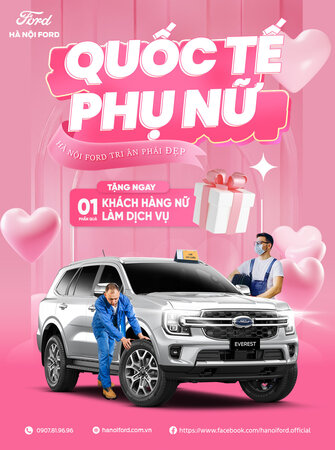 Ưu đãi 8/3 tại Hà Nội Ford: Khách hàng nữ làm dịch vụ nhận quà tri ân đặc biệt